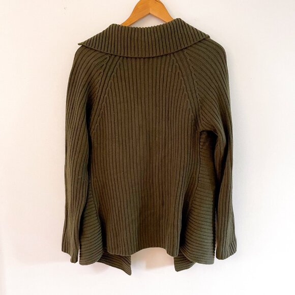 Per Se Women's Wool Ribbed Cardigan Jacket, Size Large - Picture 2 of 4